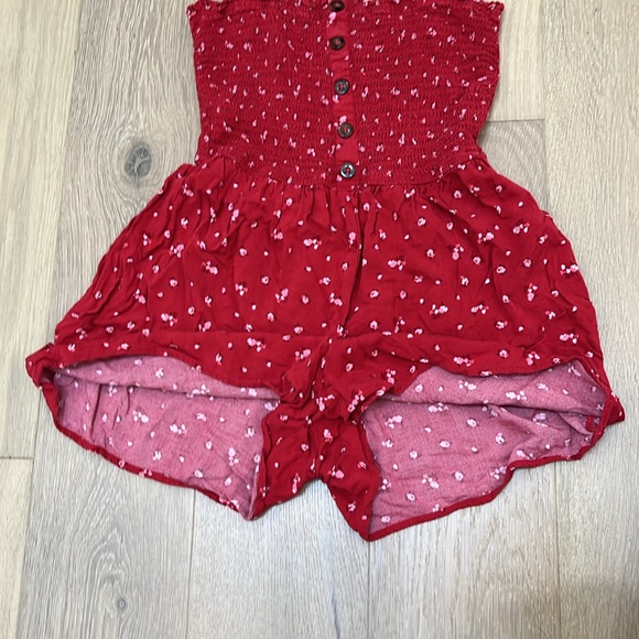 Hollister Smocked Red Floral Romper Dress - Picture 6 of 7